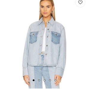 Song of Style Teddy Mixed Wash Shacket in Light & Mid Blue